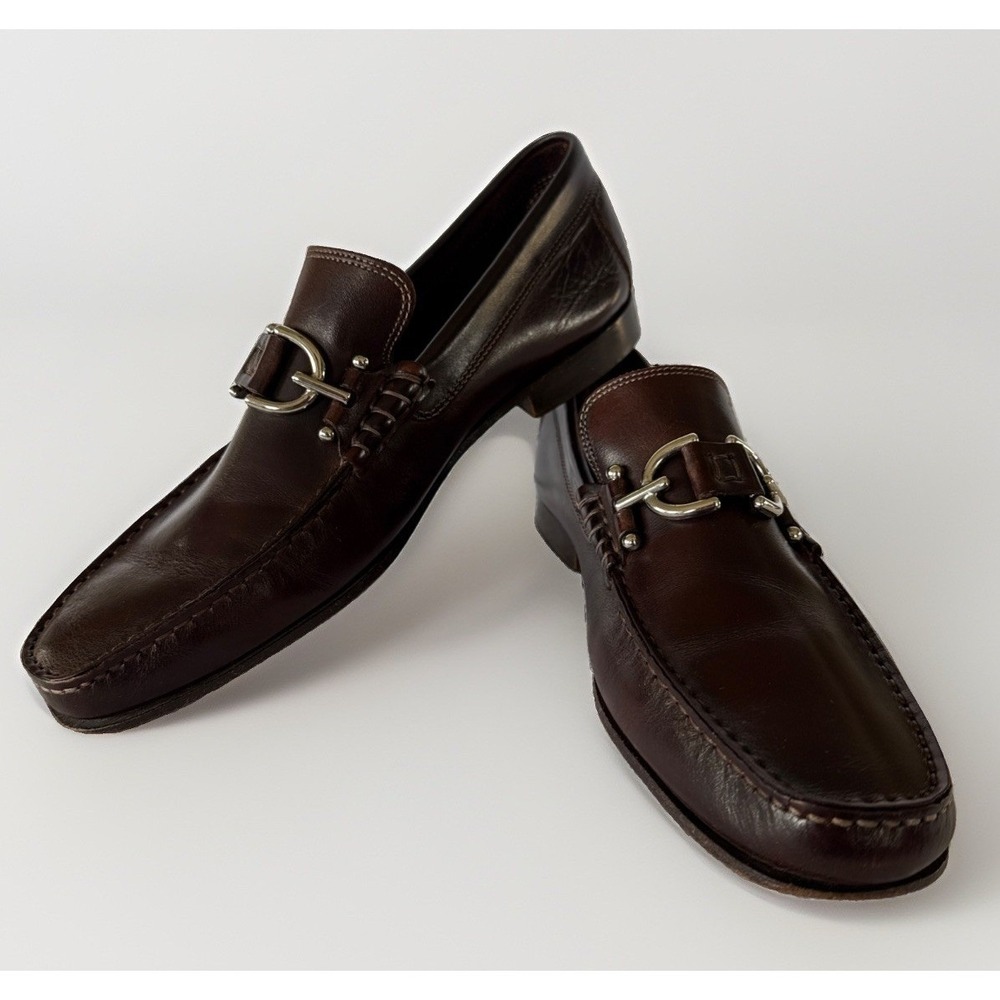 Donald J Pliner Men's Brown Leather Horsebit Loafers Italian Drivers Size 8M
